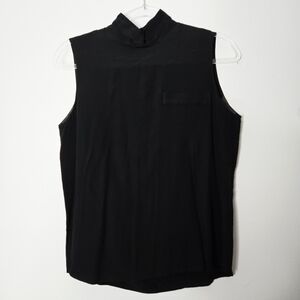 Vintage Clio Black High Collar Sleeveless Top Size 6 Closet Staple Lightweight